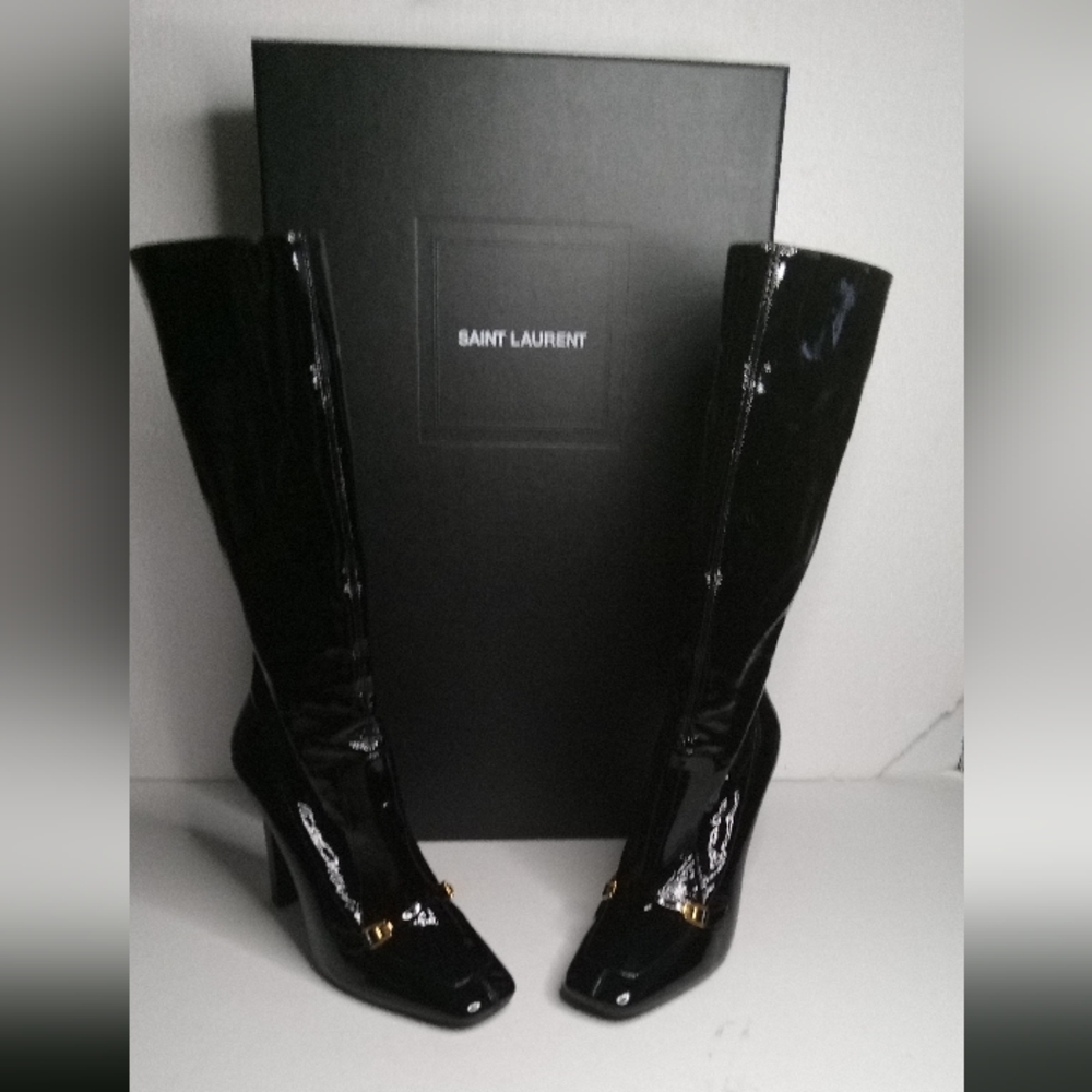 Saint Laurent Lala Patient Leather Boots - Picture 12 of 14